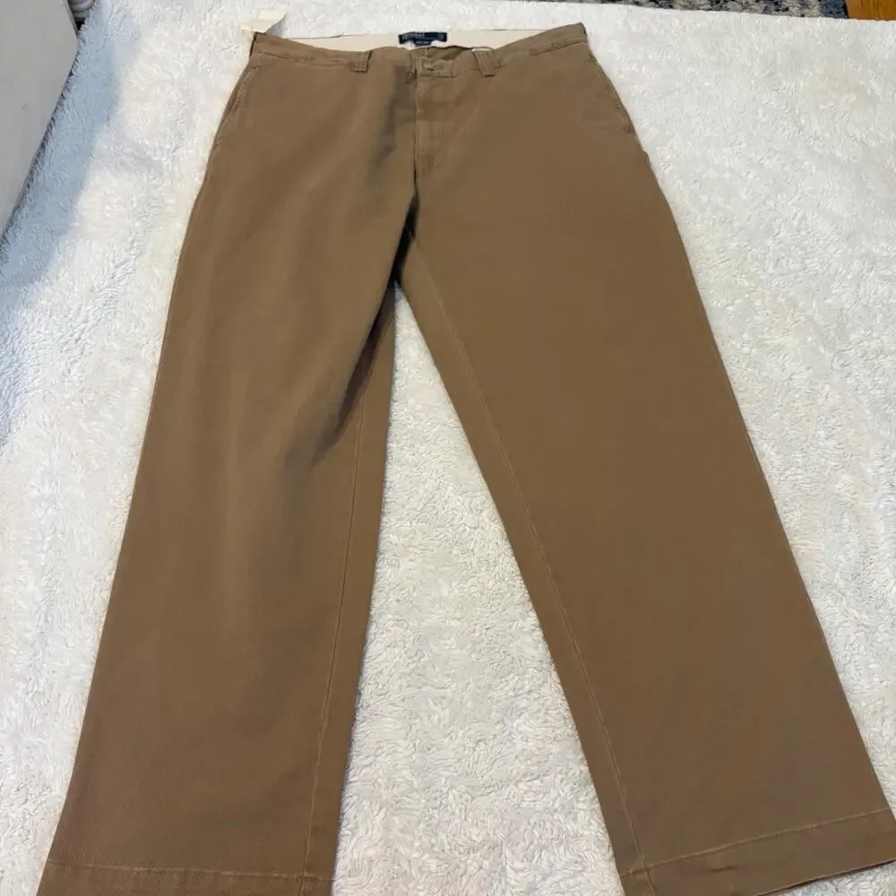 Polo Ralph Lauren Mens 38x32 Philp Khaki Pants Cotton Office Teachers Work Wear
